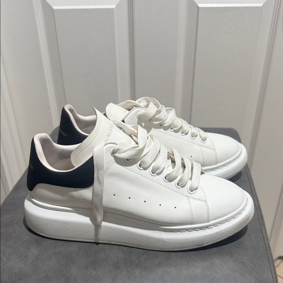 Alexander McQueen White Sneakers with Black Heel